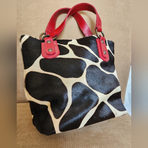 MAURIZIO TAIUTI Cowhide Tote Bag with Red Leather handles - Picture 3 of 7